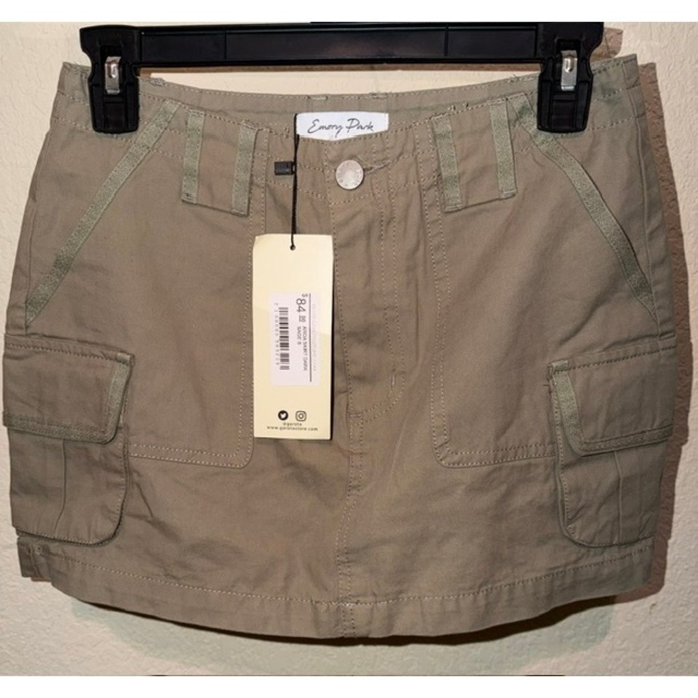 Emory Park Arida Cargo Mini Skirt Dark Sage Green Khaki Utility Y2K Small NWT